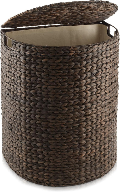 Casafield Handwoven Sustainable Water Hyacinth Half Moon Laundry Hamper