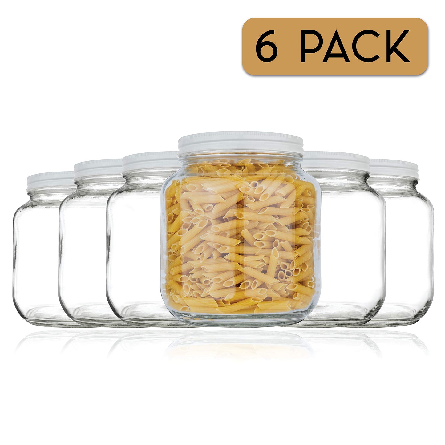 Half-Gallon Glass Mason Jars with Metal Lids, 2-Pack - Kitchentoolz