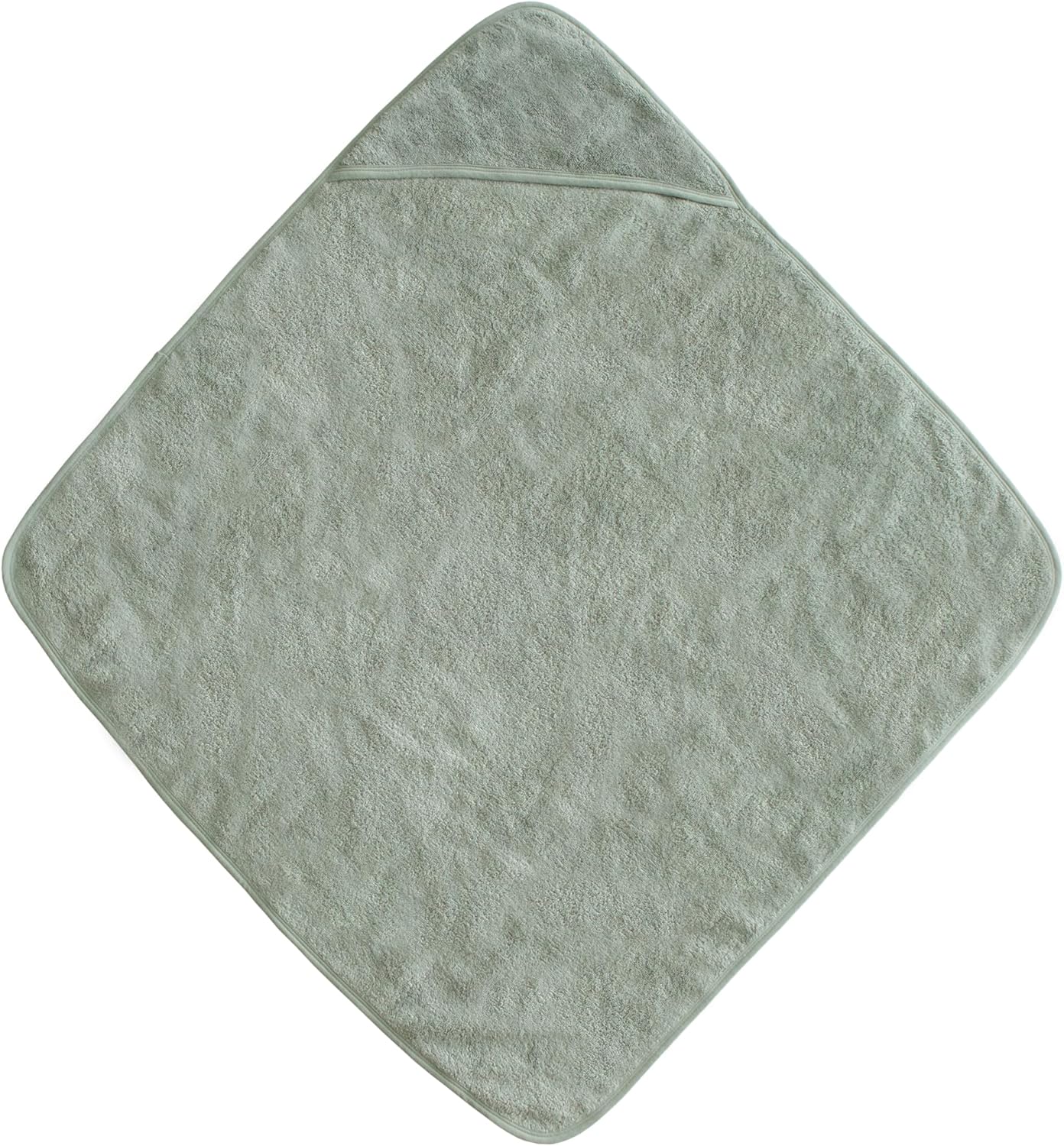 Green hooded towel on a white background