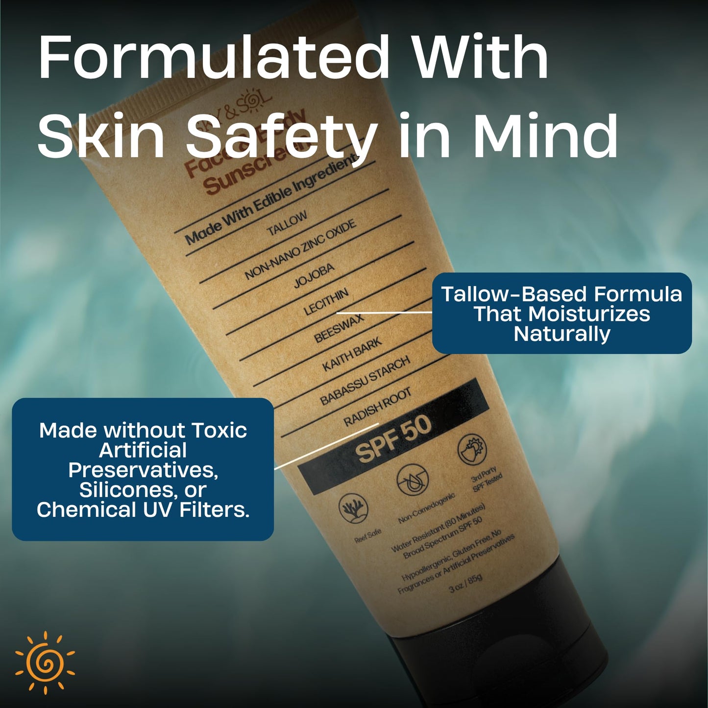Mineral Sunscreen SPF 30, Non-Nano Zinc & Tallow, Fragrance-Free – Sky & Sol
