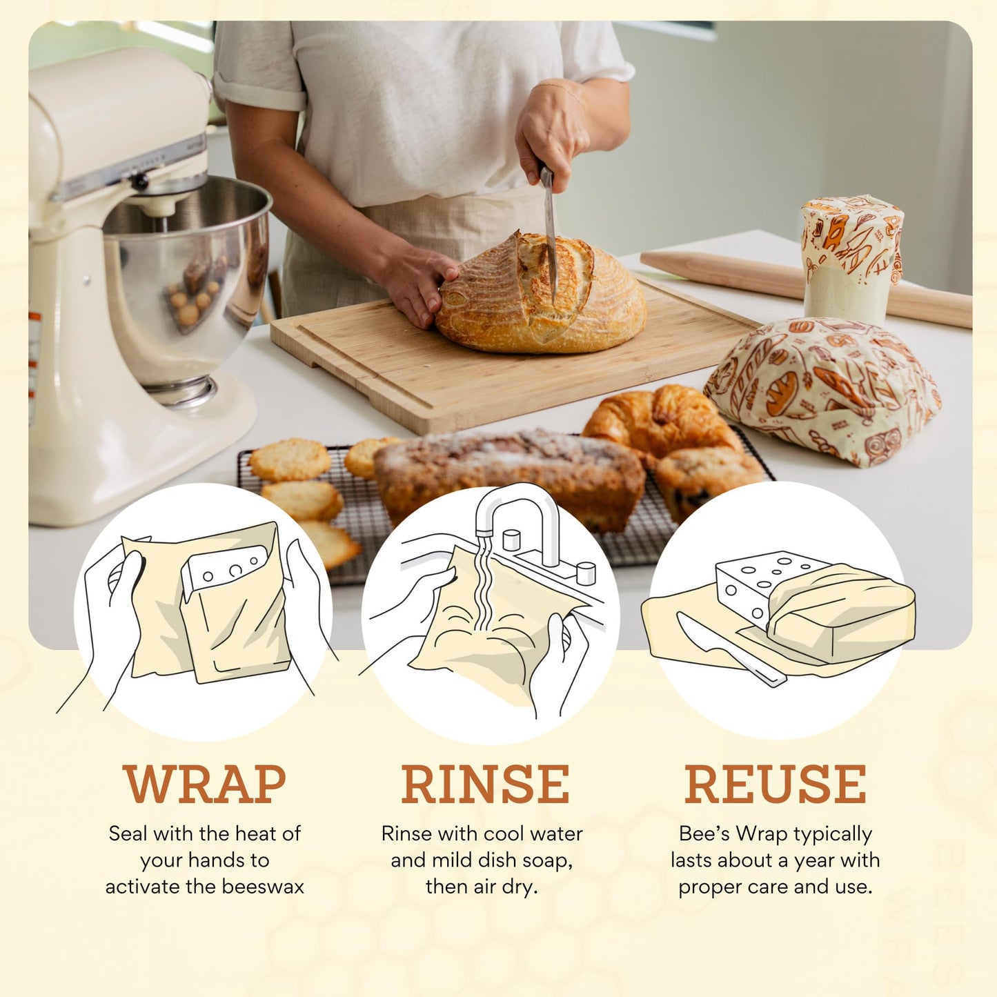 Plastic-Free Vegan Reusable Food Wrap Roll – Bee's Wrap