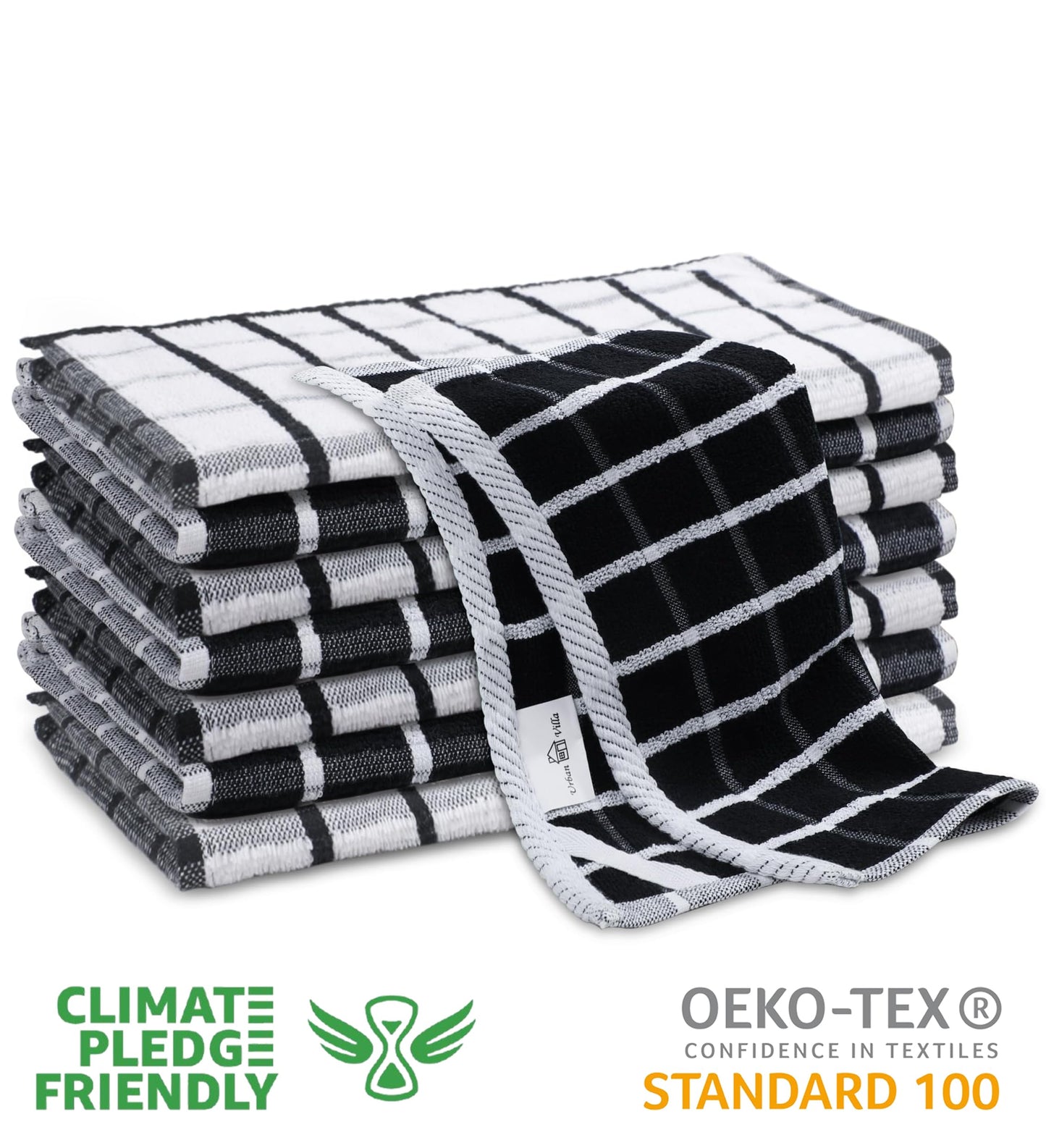 Microplastic-Free Kitchen: Urban Villa Cotton Dish Towels 6-Pack Non-Toxic