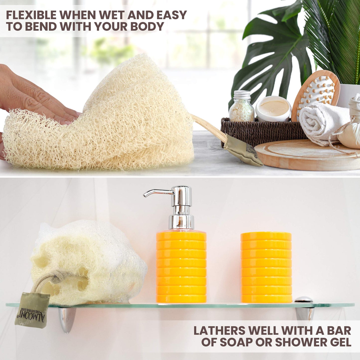 Almooni Natural Egyptian Loofah Exfoliating Body Scrubber (3-Pack)