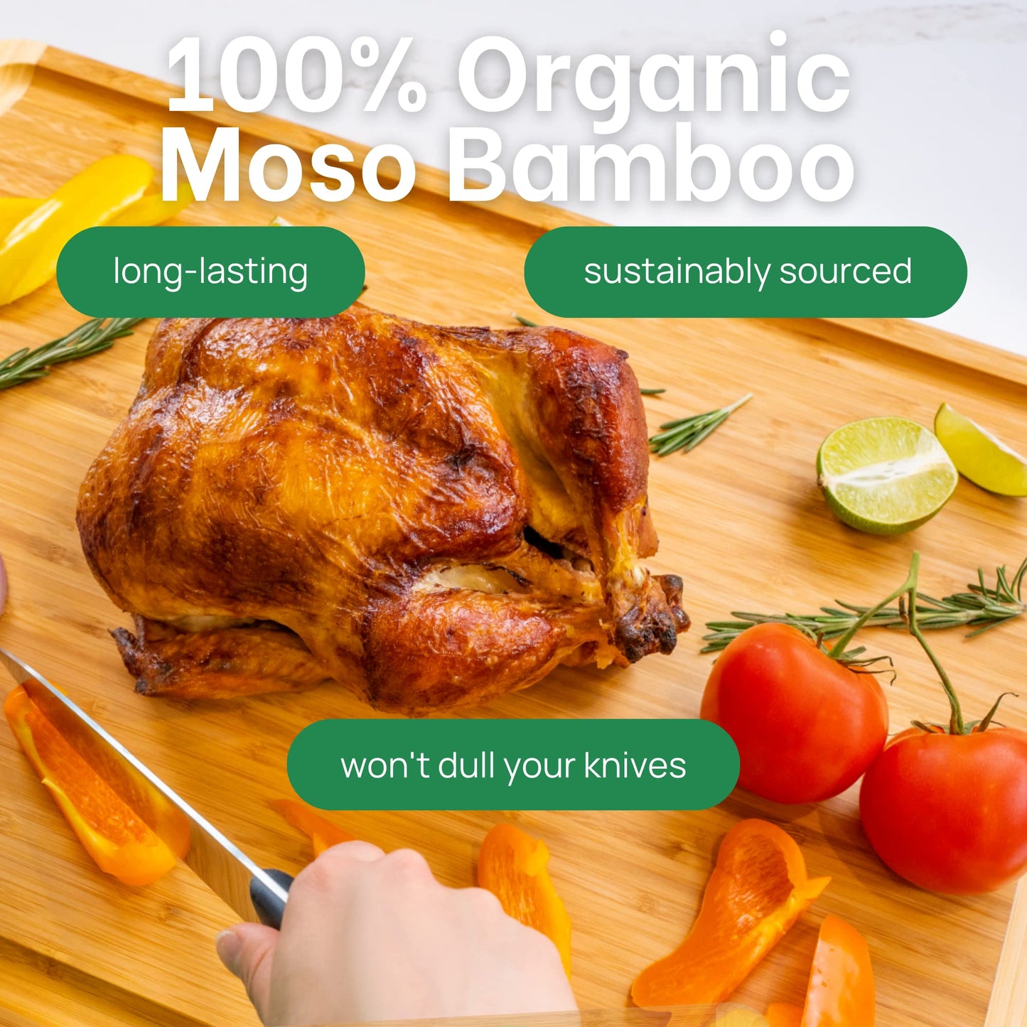 Non-Toxic Organic Bamboo Cutting Board, XL, FSC – Greener Chef