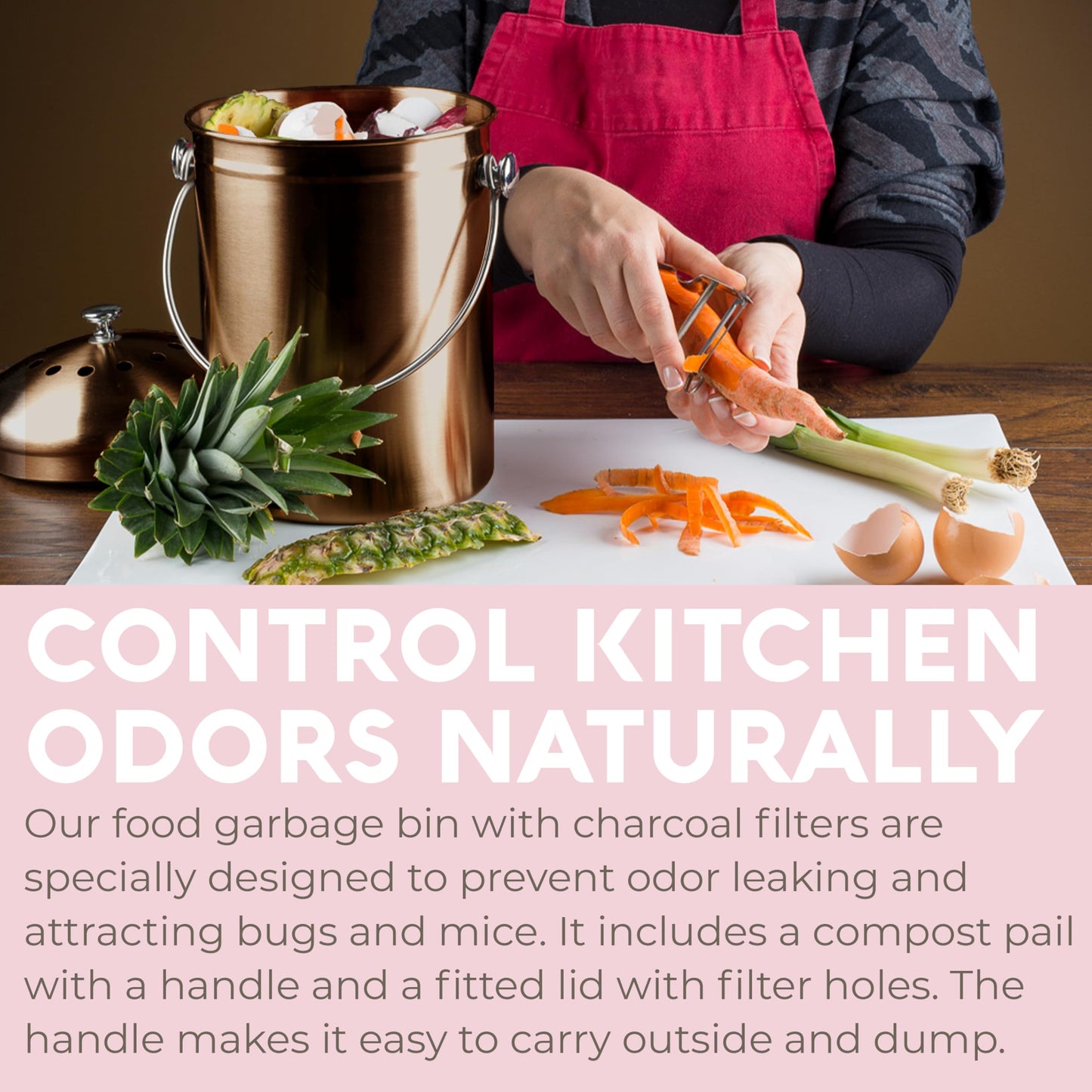 Microplastic-Free Kitchen: Epica Stainless Steel Compost Bin Non-Toxic