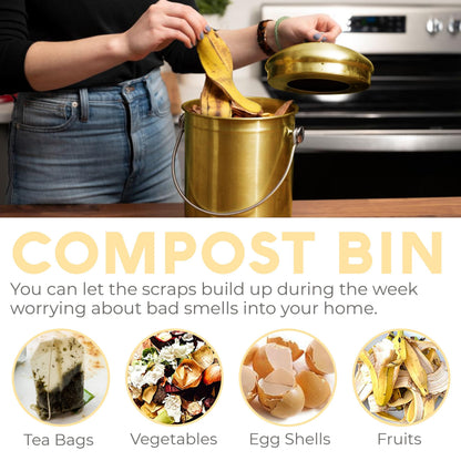 Microplastic-Free Kitchen: Epica Stainless Steel Compost Bin Non-Toxic