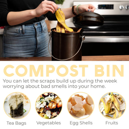 Microplastic-Free Kitchen: Epica Stainless Steel Compost Bin Non-Toxic