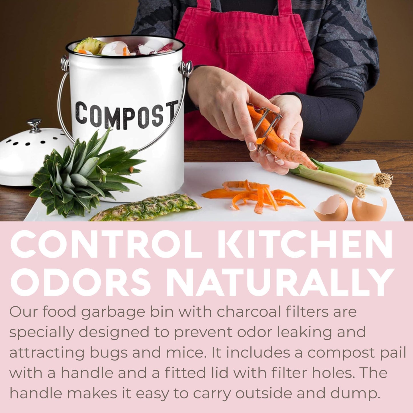 Microplastic-Free Kitchen: Epica Stainless Steel Compost Bin Non-Toxic