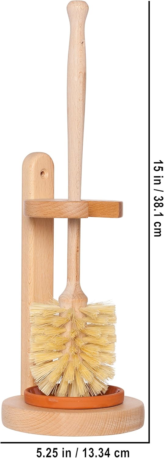 REDECKER Oiled Beechwood Toilet Brush Stand & Tampico Fiber Brush