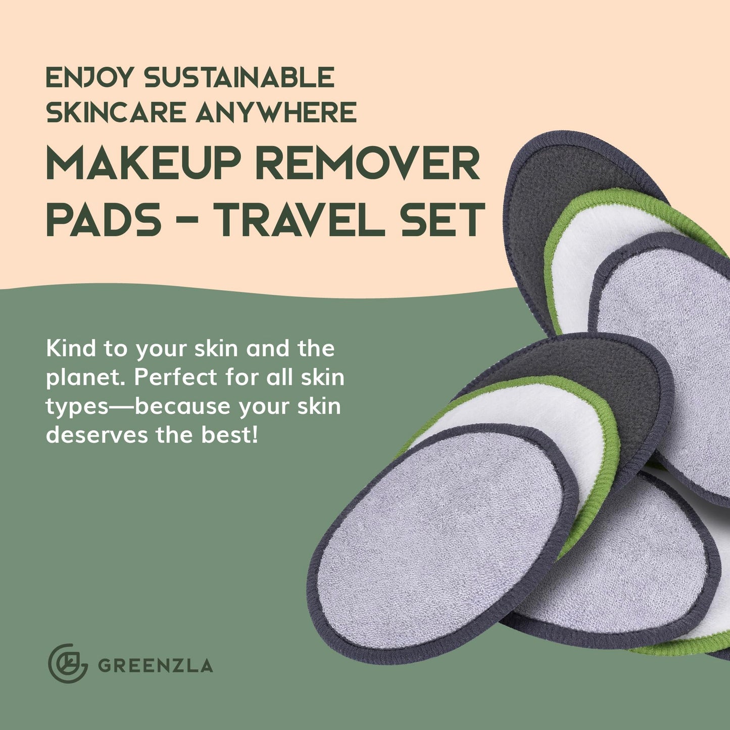 Greenzla Reusable Makeup Remover Pads: 20-Pack Bamboo Cotton Rounds