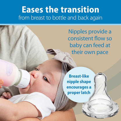 Dr. Brown’s Options+ 4 oz Narrow Borosilicate Glass Baby Bottles (2-Pack)