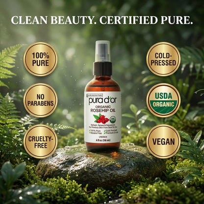 USDA Certified Organic Rosehip Seed Oil, 100% Pure Cold-Pressed – Pura D'or