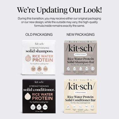 Plastic-Free Rice Water Shampoo & Conditioner Bars, Vegan – Kitsch