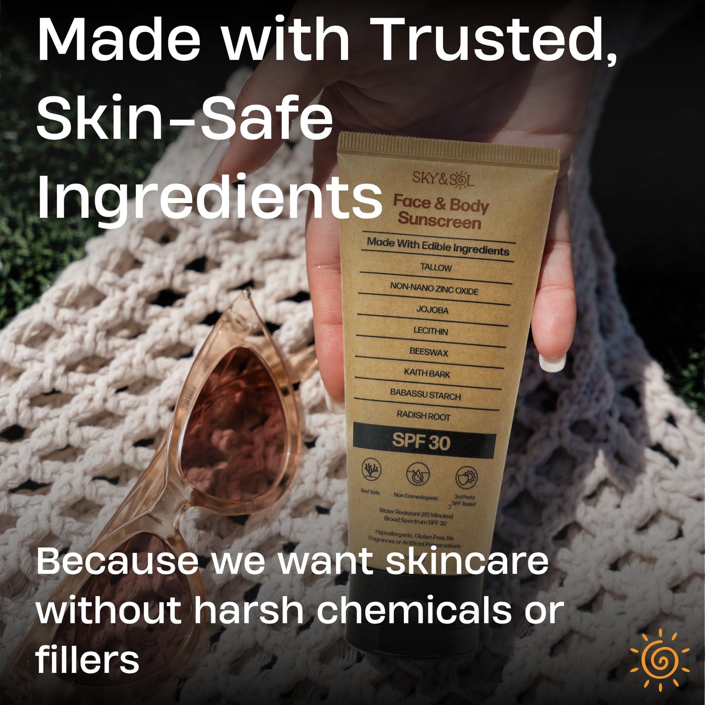 Mineral Sunscreen SPF 30, Non-Nano Zinc & Tallow, Fragrance-Free – Sky & Sol