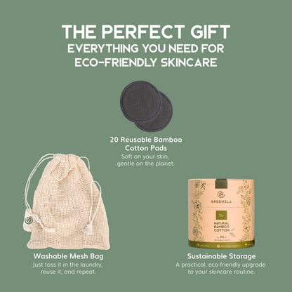 Greenzla Reusable Makeup Remover Pads: 20-Pack Bamboo Cotton Rounds