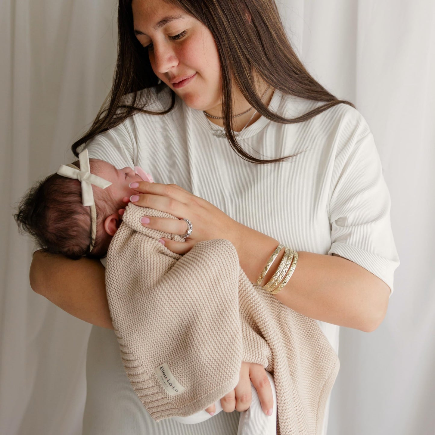 Bleu La La Heritage Knit Blanket: 100% Organic Cotton Luxury