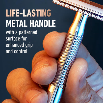 King C. Gillette Safety Razor: Chrome-Plated Handle & 5 Platinum Blades
