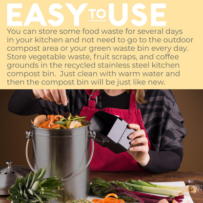 Microplastic-Free Kitchen: Epica Stainless Steel Compost Bin Non-Toxic