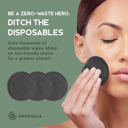 Greenzla Reusable Makeup Remover Pads: 20-Pack Bamboo Cotton Rounds