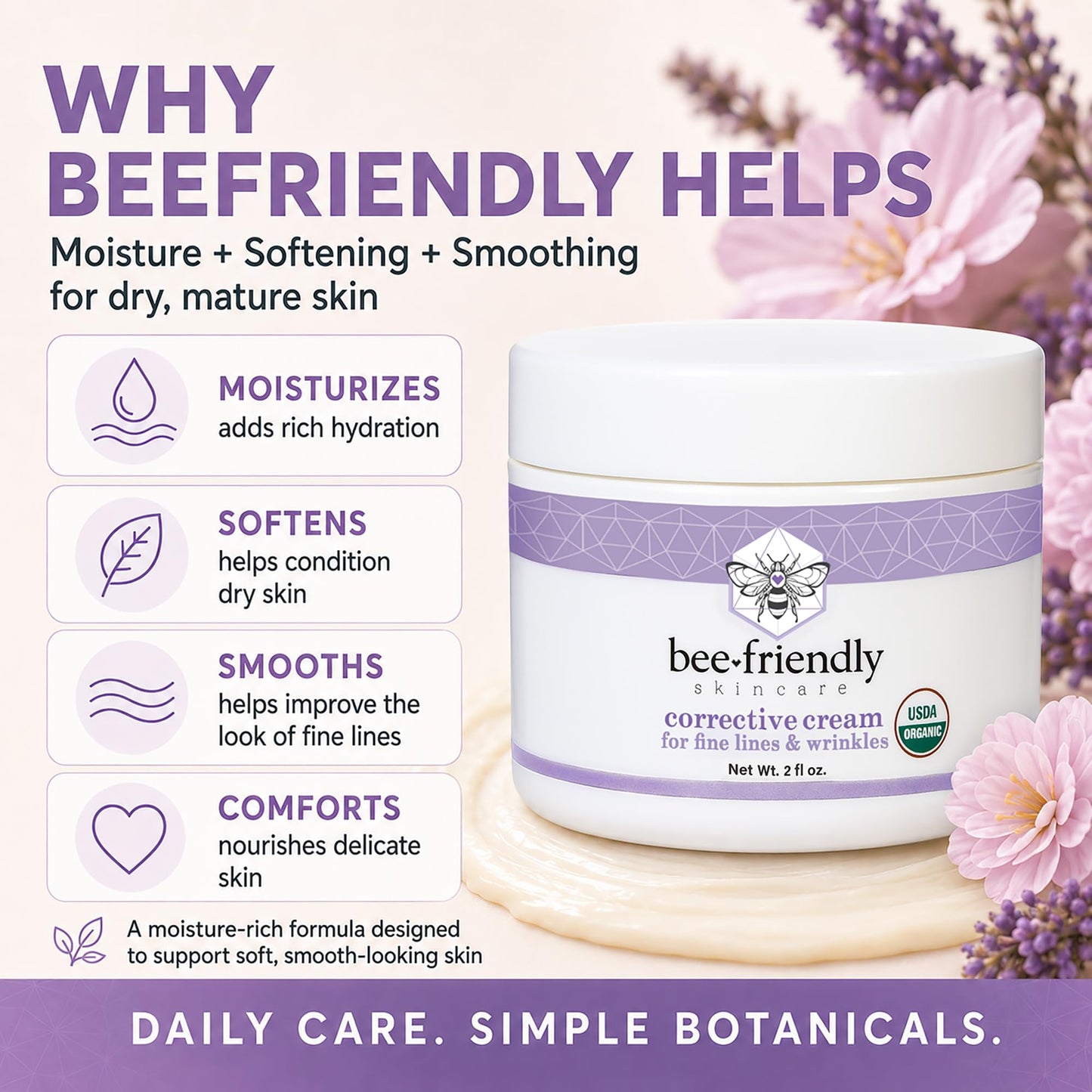 USDA Certified Organic Fragrance-Free Face Cream, Corrective – BeeFriendly
