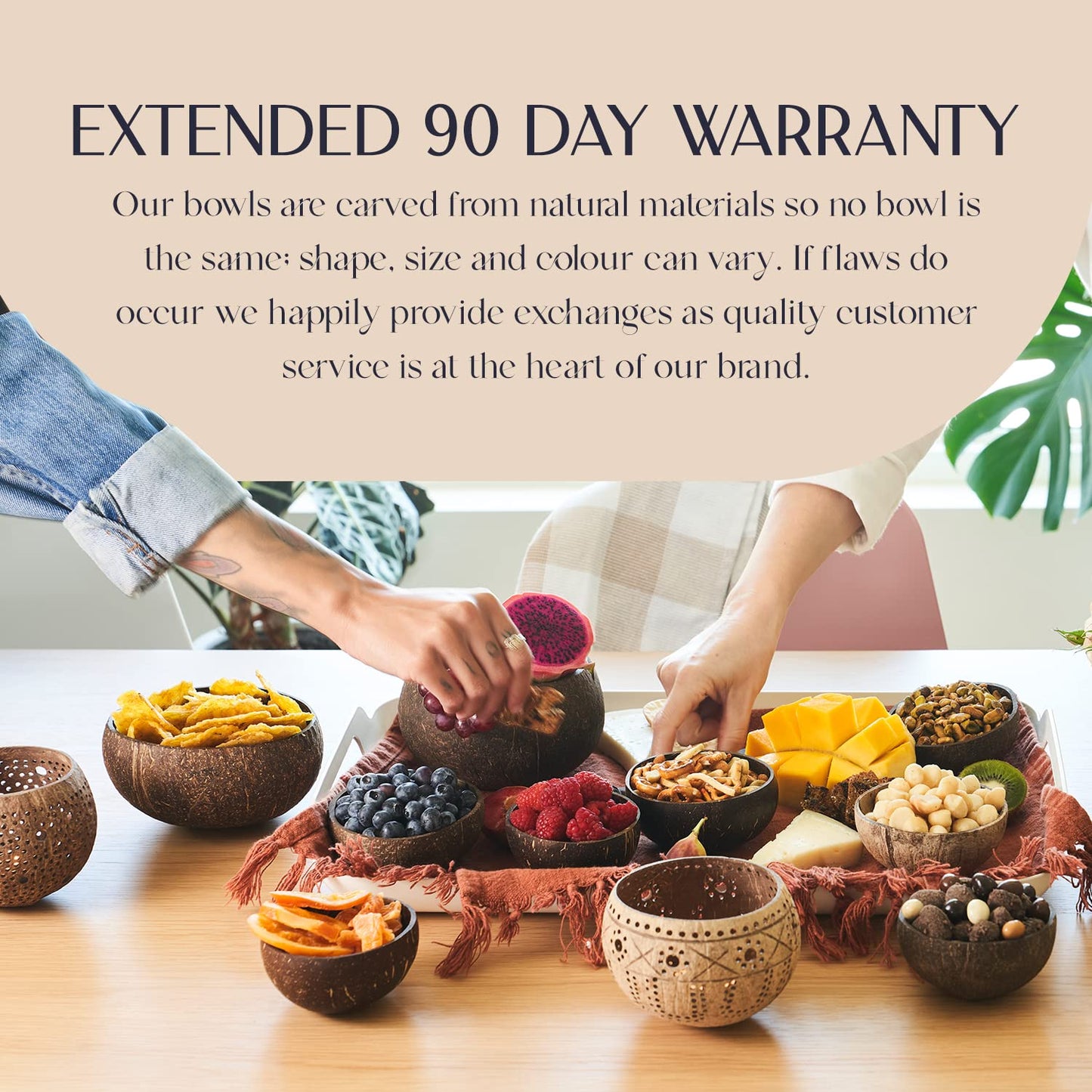 Non-Toxic Coconut Bowl Set with Wooden Spoons (COCOBOWLCO)