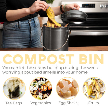 Microplastic-Free Kitchen: Epica Stainless Steel Compost Bin Non-Toxic