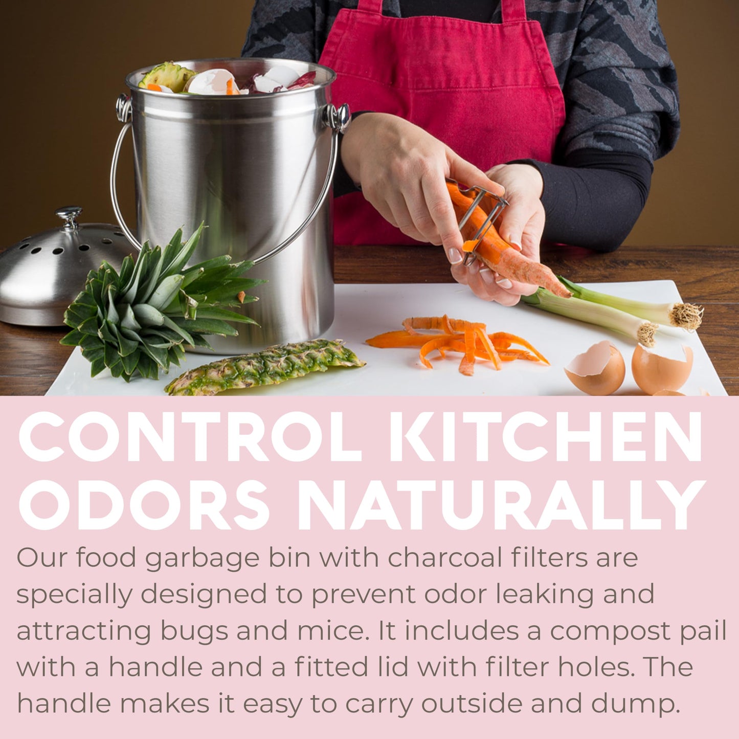 Microplastic-Free Kitchen: Epica Stainless Steel Compost Bin Non-Toxic
