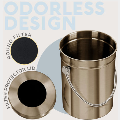 Microplastic-Free Kitchen: Epica Stainless Steel Compost Bin Non-Toxic
