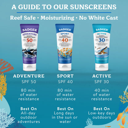NSF Certified Organic Mineral Sunscreen SPF 50, 4-Ingredient Reef Safe – Badger