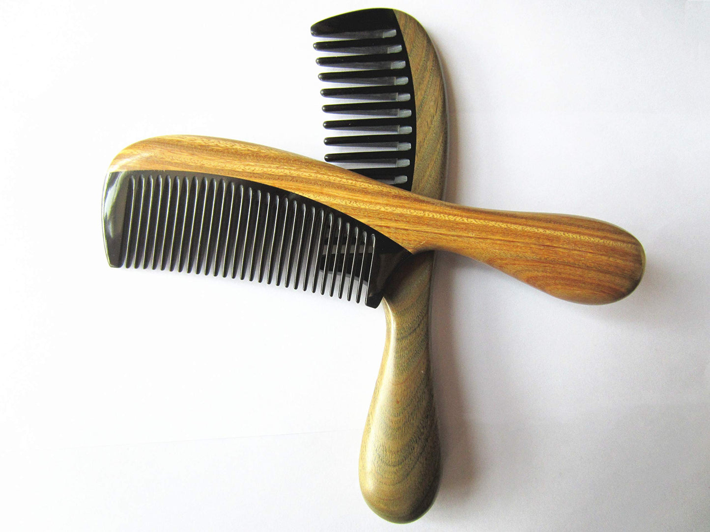 Handmade Buffalo Horn & Sandalwood Anti-Static Combs, 2-Pack – Myhsmooth