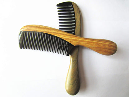 Handmade Buffalo Horn & Sandalwood Anti-Static Combs, 2-Pack – Myhsmooth