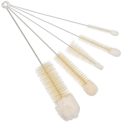 REDECKER Wool Tip Bottle Cleaning Brush Set: Natural Pig Hair Bristles