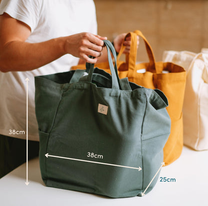Nook Theory Cotton Canvas Reusable Grocery Bags (3-Pack, 12 oz)