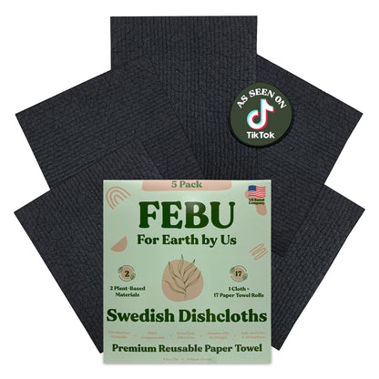 FEBU Reusable Swedish Dishcloths for Kitchen (5-Pack Sunset)