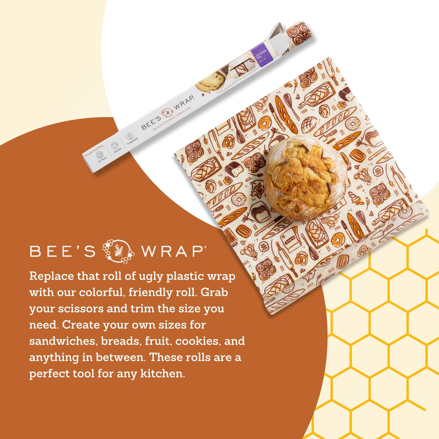 Plastic-Free Vegan Reusable Food Wrap Roll – Bee's Wrap