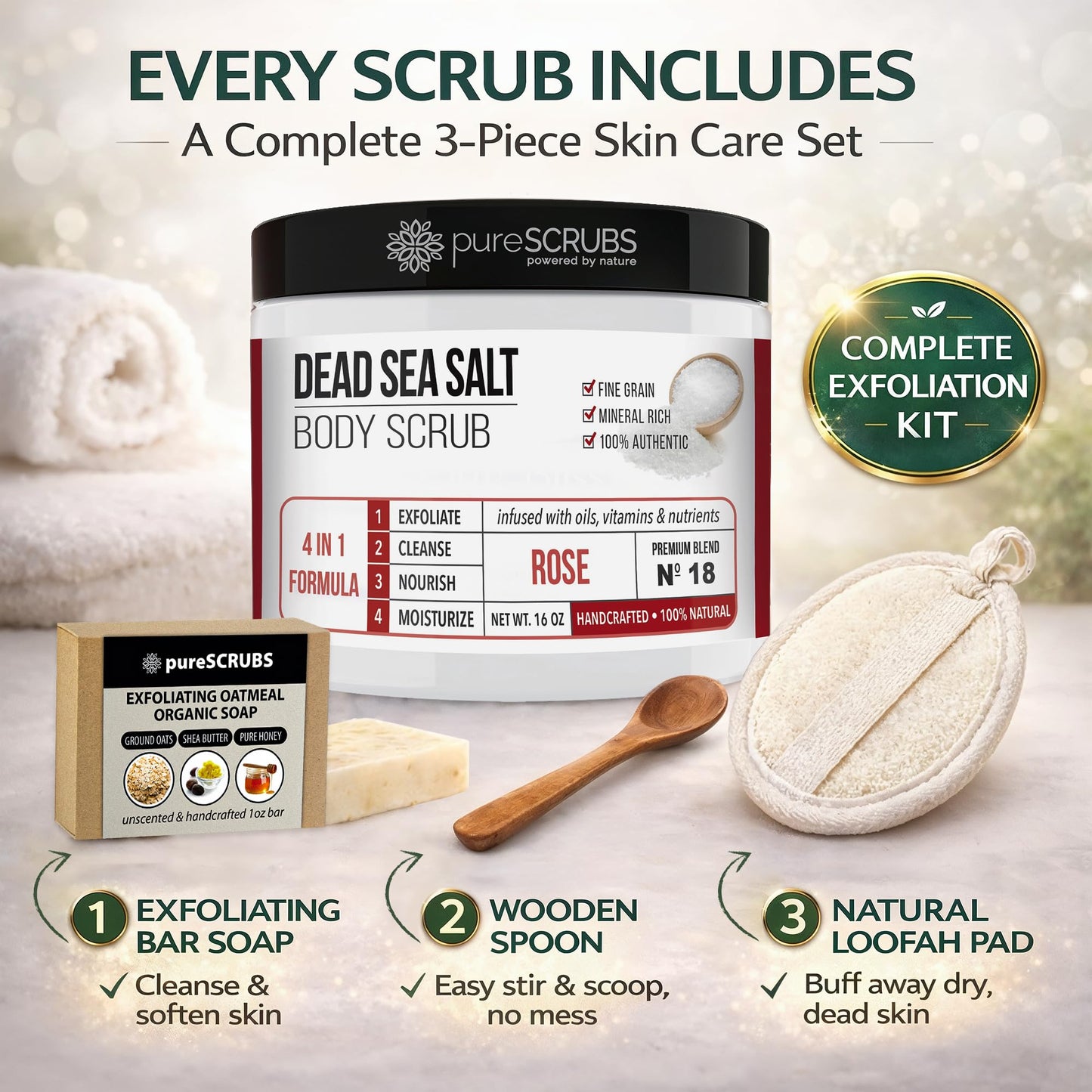 Fragrance-Free Dead Sea Salt Body Scrub, Organic Oils – pureSCRUBS Unscented
