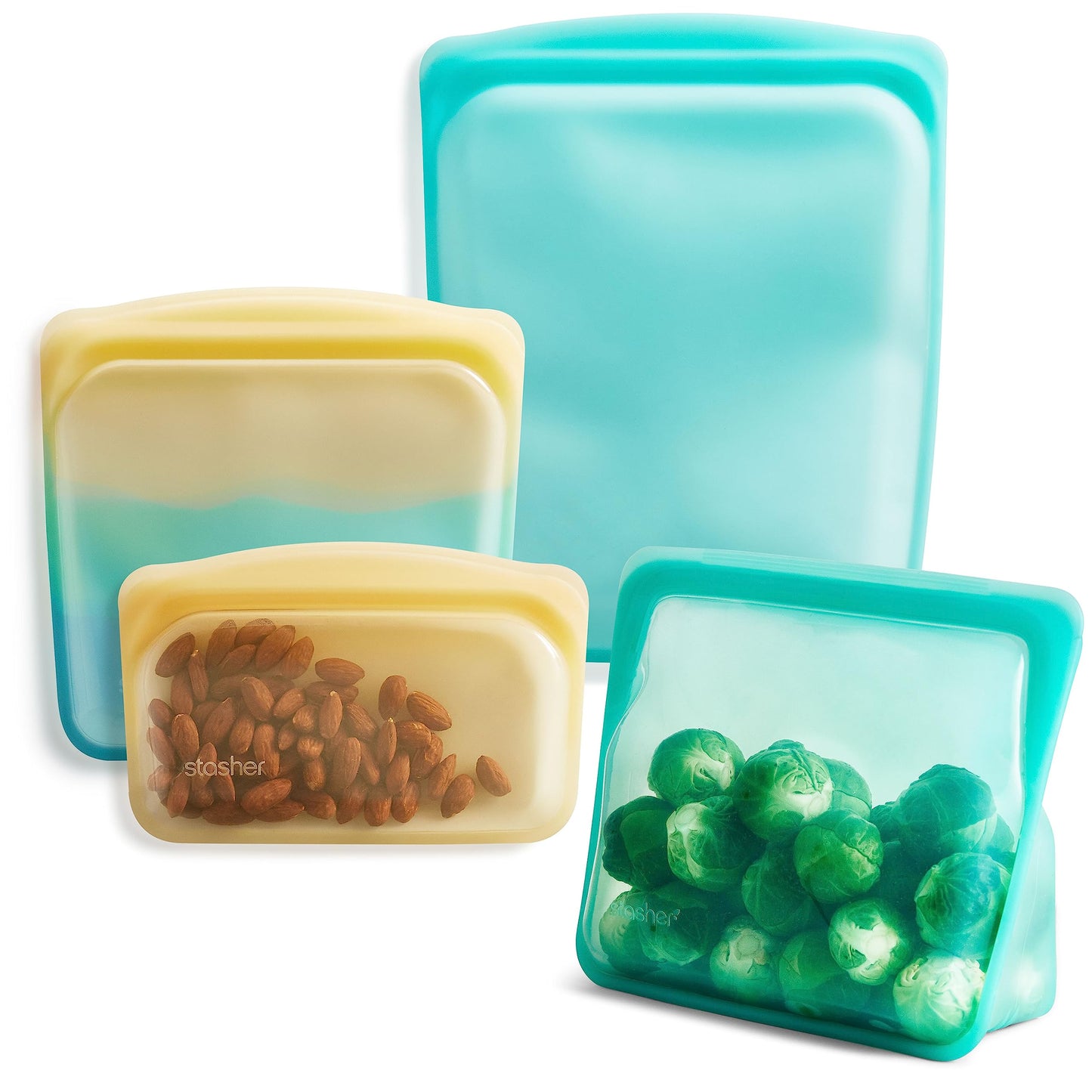 Reusable Silicone Food Storage Bags, Rainbow 4-Pack – Stasher