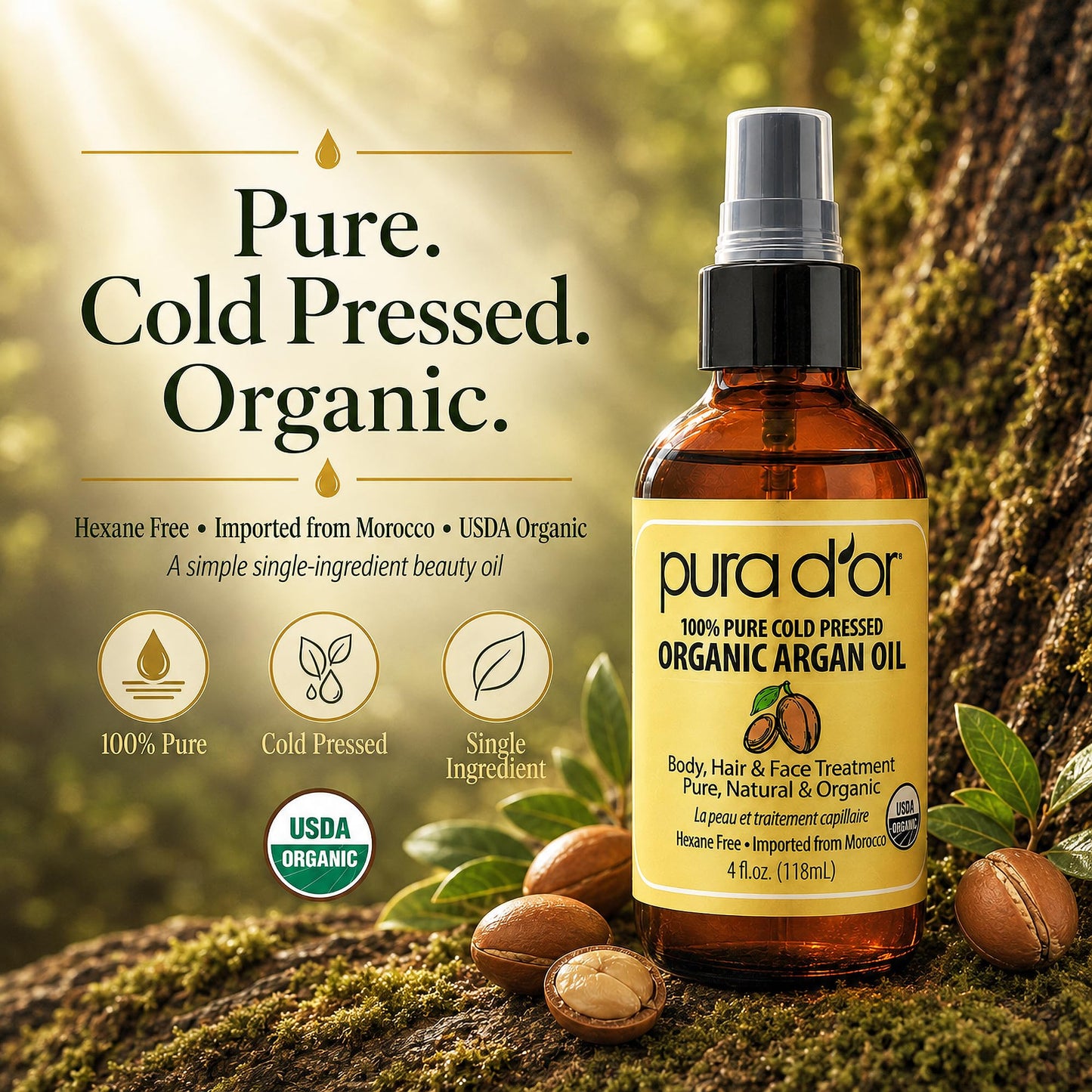 USDA Certified Organic Rosehip Seed Oil, 100% Pure Cold-Pressed – Pura D'or