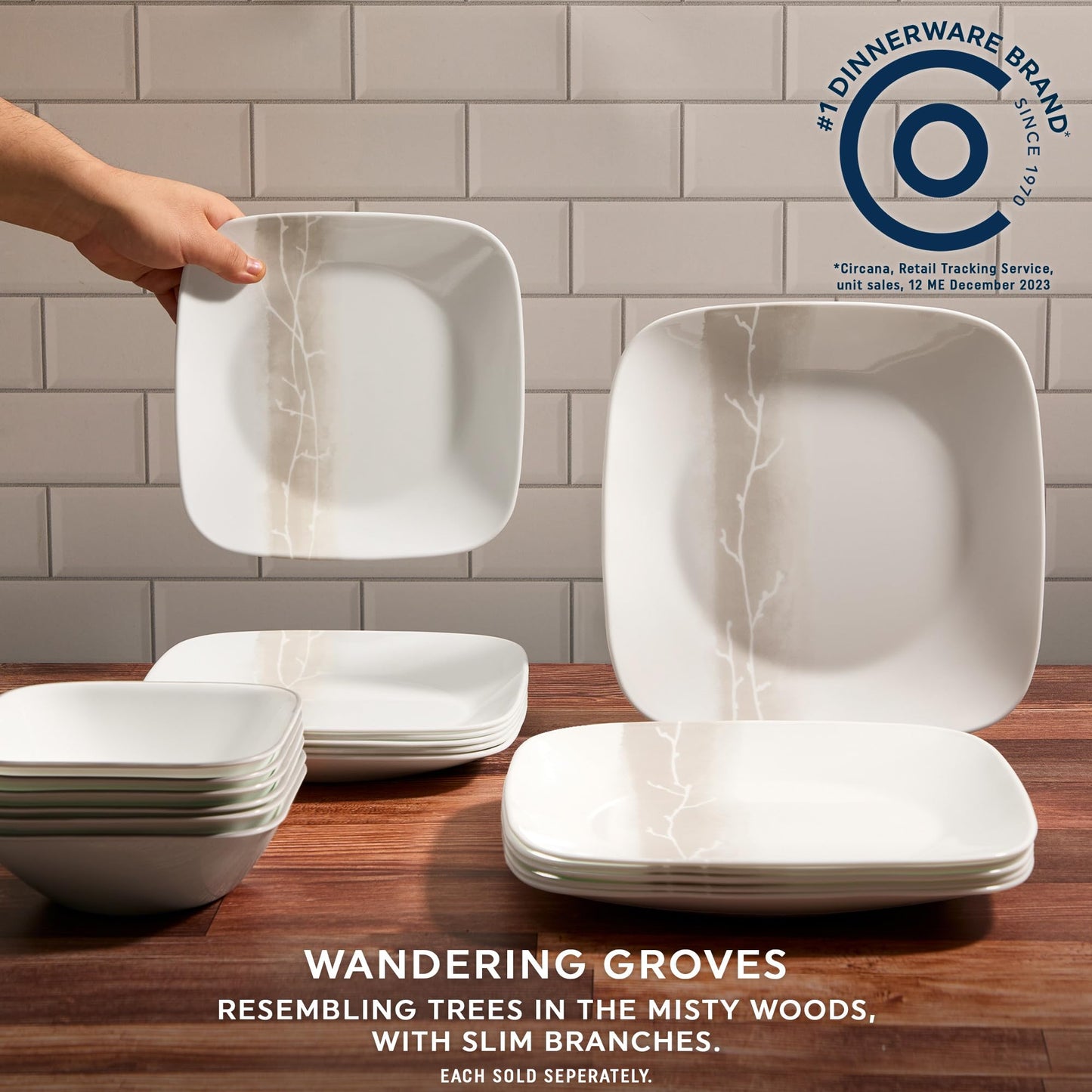 Non-Toxic Glass Dinnerware Set, Service for 6 – Corelle Wandering Grove