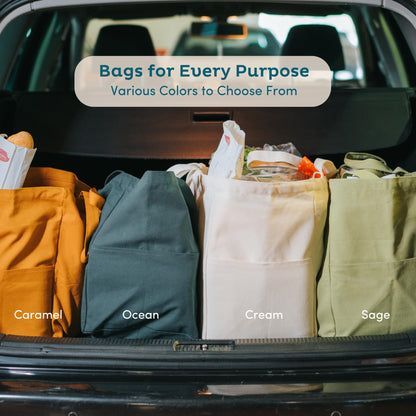 Nook Theory Cotton Canvas Reusable Grocery Bags (3-Pack, 12 oz)