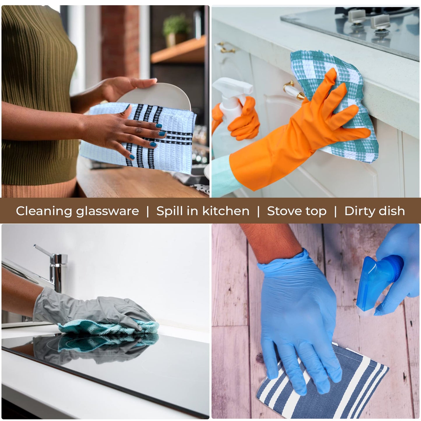 Microplastic-Free Kitchen: Urban Villa Cotton Dish Towels 6-Pack Non-Toxic