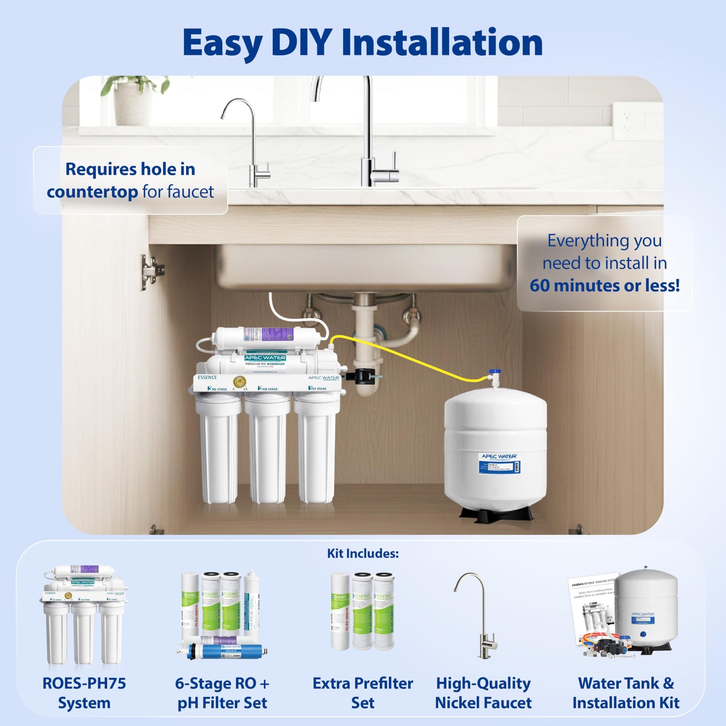 PFAS & Lead Under-Sink Reverse Osmosis System, 5-Stage – APEC ROES-100