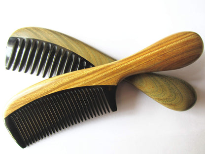 Handmade Buffalo Horn & Sandalwood Anti-Static Combs, 2-Pack – Myhsmooth