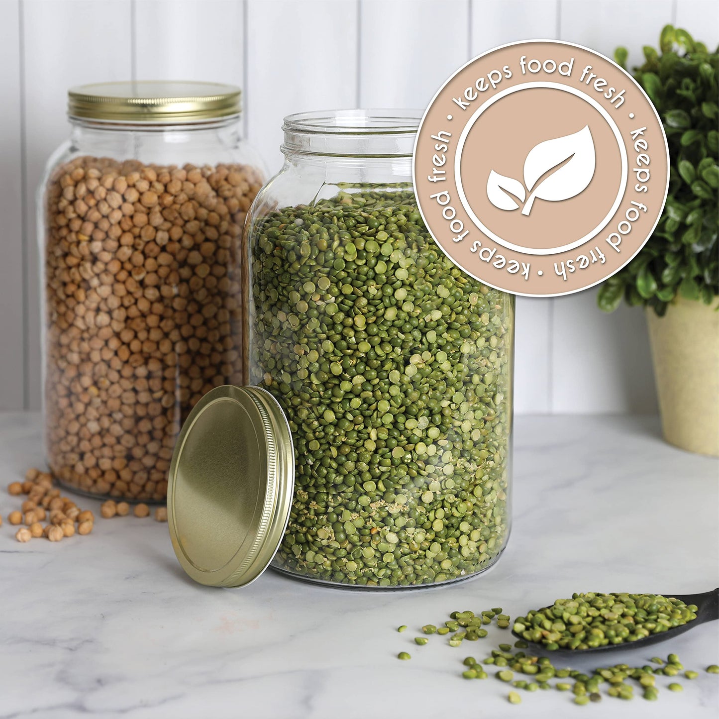 1-Gallon Glass Mason Jars with Airtight Metal Lids, 2-Pack - Kitchentoolz