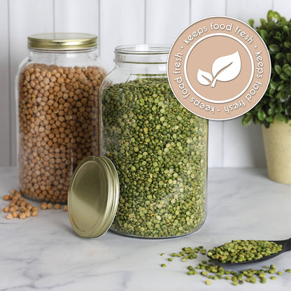 1-Gallon Glass Mason Jars with Airtight Metal Lids, 2-Pack - Kitchentoolz