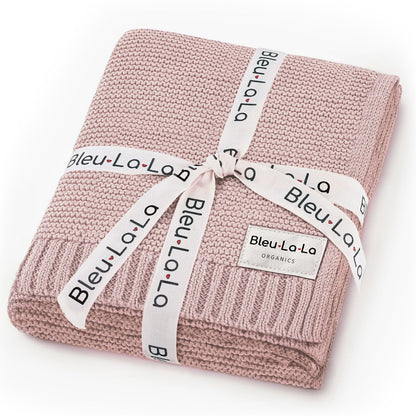 Bleu La La Heritage Knit Blanket: 100% Organic Cotton Luxury