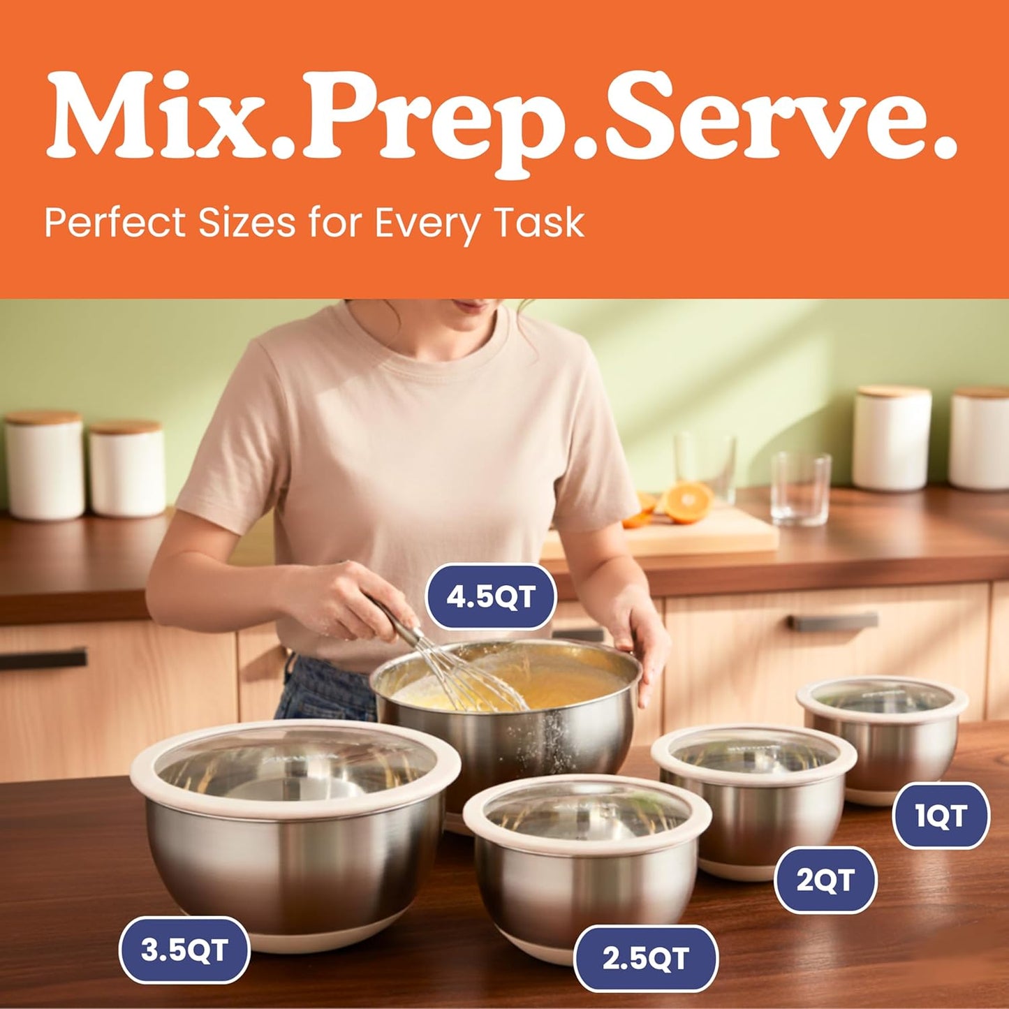 Non-Toxic Stainless Steel Mixing Bowls with Glass Lids, Plastic-Free – Ziruma