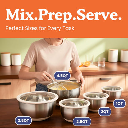 Non-Toxic Stainless Steel Mixing Bowls with Glass Lids, Plastic-Free – Ziruma
