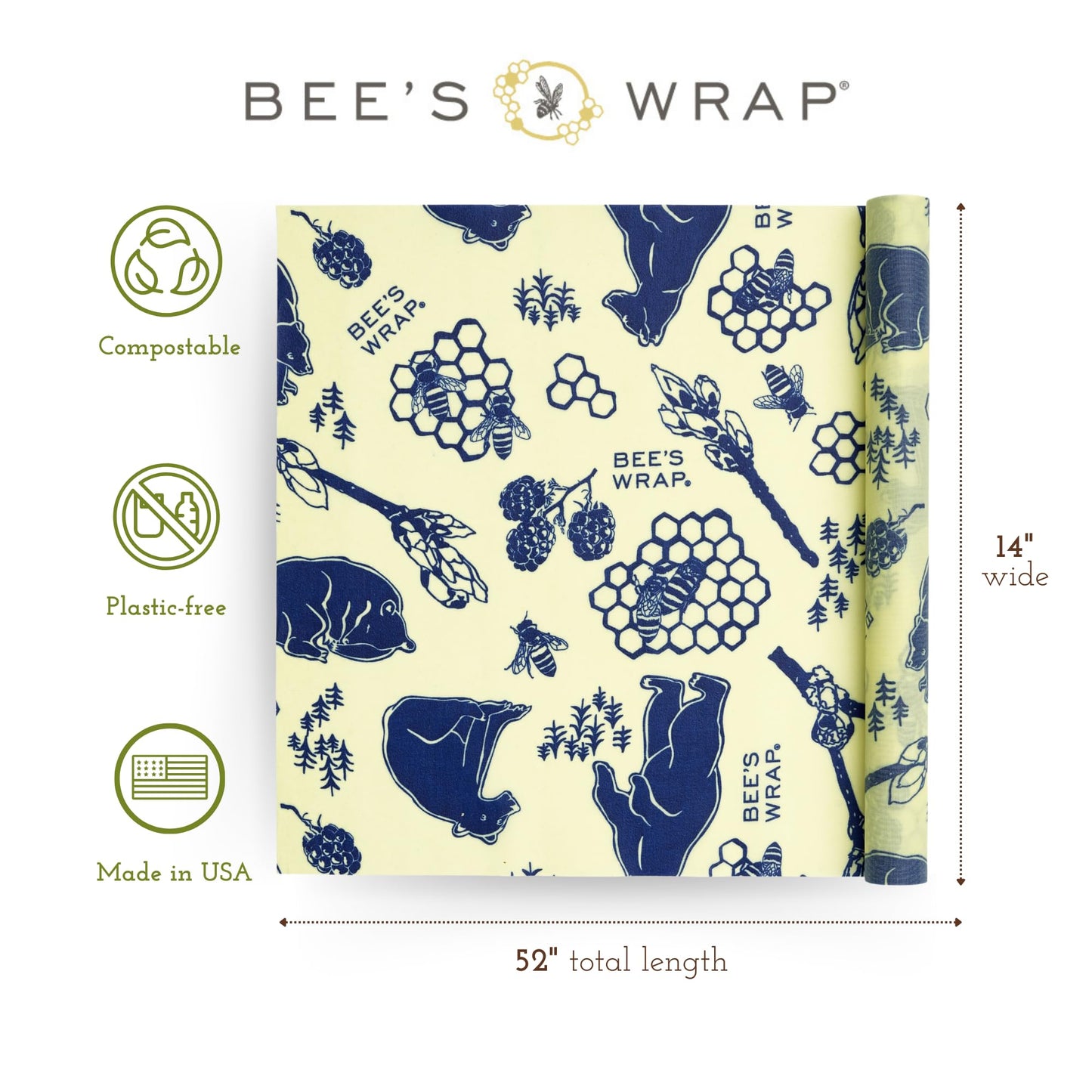 Plastic-Free Vegan Reusable Food Wrap Roll – Bee's Wrap