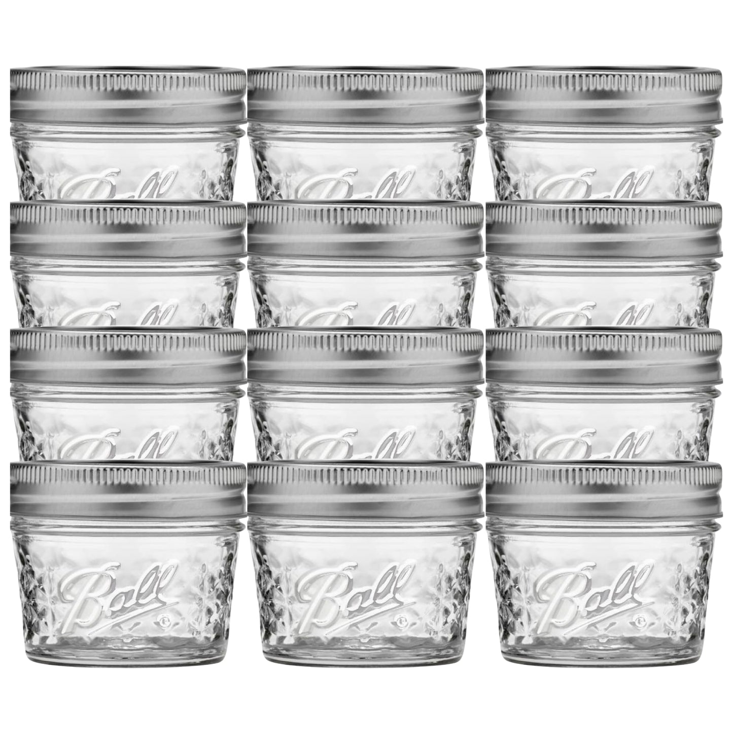 Quilted Glass Jelly Jars, 8 oz, BPA-Free, 12-Count - Ball